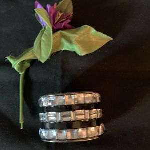 Black and silver slip on bracelet